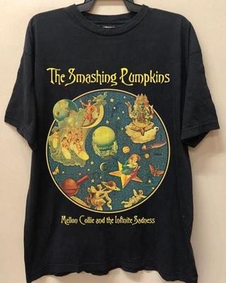 Camiseta Unissex Vintage 1996 Smashing Pumpkins Banda Tour Manga Curta Presente para Fã