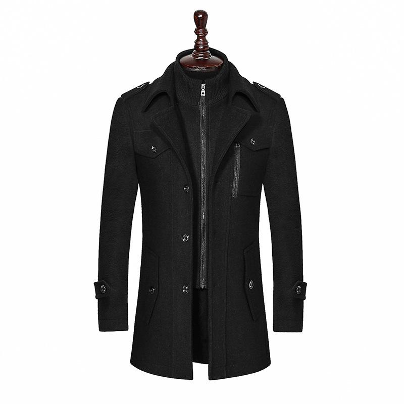 Autumn and Winter Men's Business Woolen Coat Fashion Double Collar Standard Woolen Coat Men's Coat