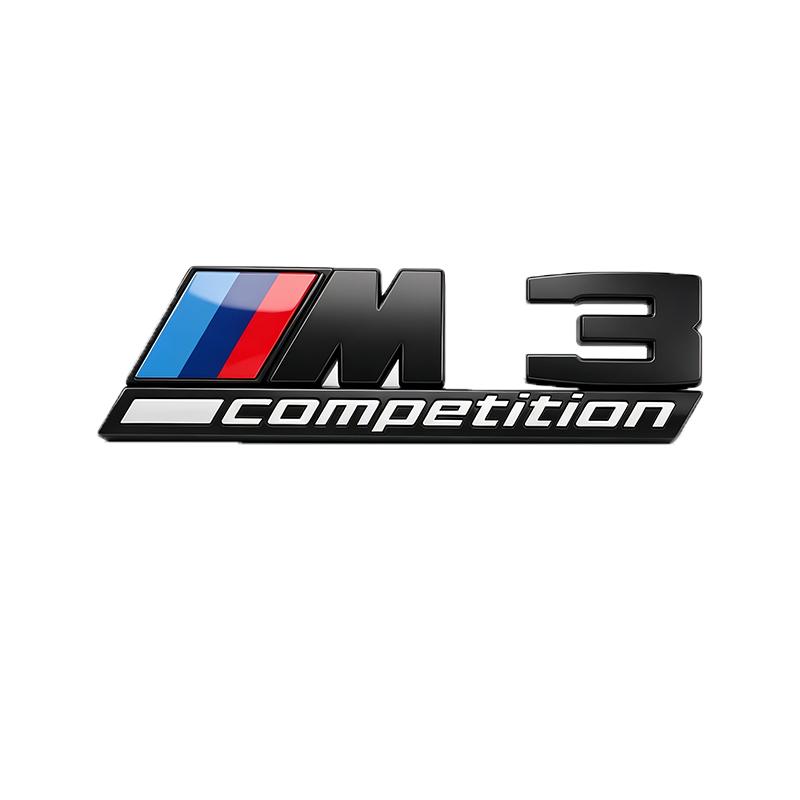 NTSM5 Glossy Black COMPETITION Bar Underlined Emblem For BMW Thunder Edition M1 M2 M3 M4 M5 M6 M7 M8 X3M X4M X5M X6M Car Trunk Sticker