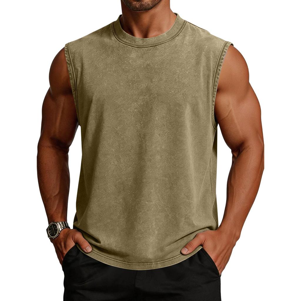 Canotta da uomo senza maniche 100% cotone stile americano lavata tie-dye maglia da palestra gilet casual estivo