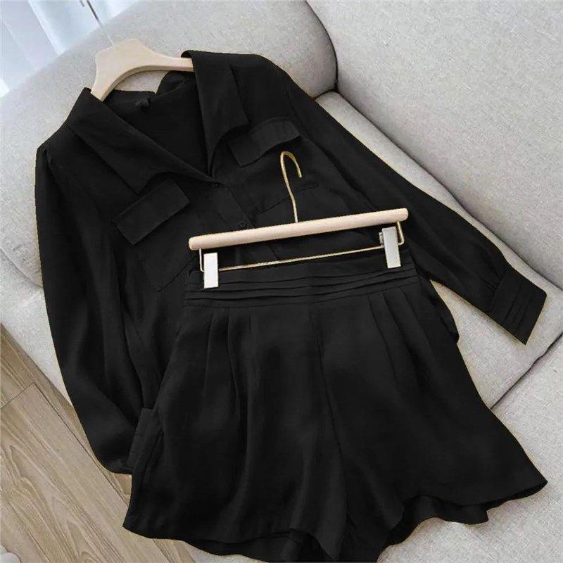 Spring Shirt Two Piece Set For Women Summer Shorts 2 Piece S