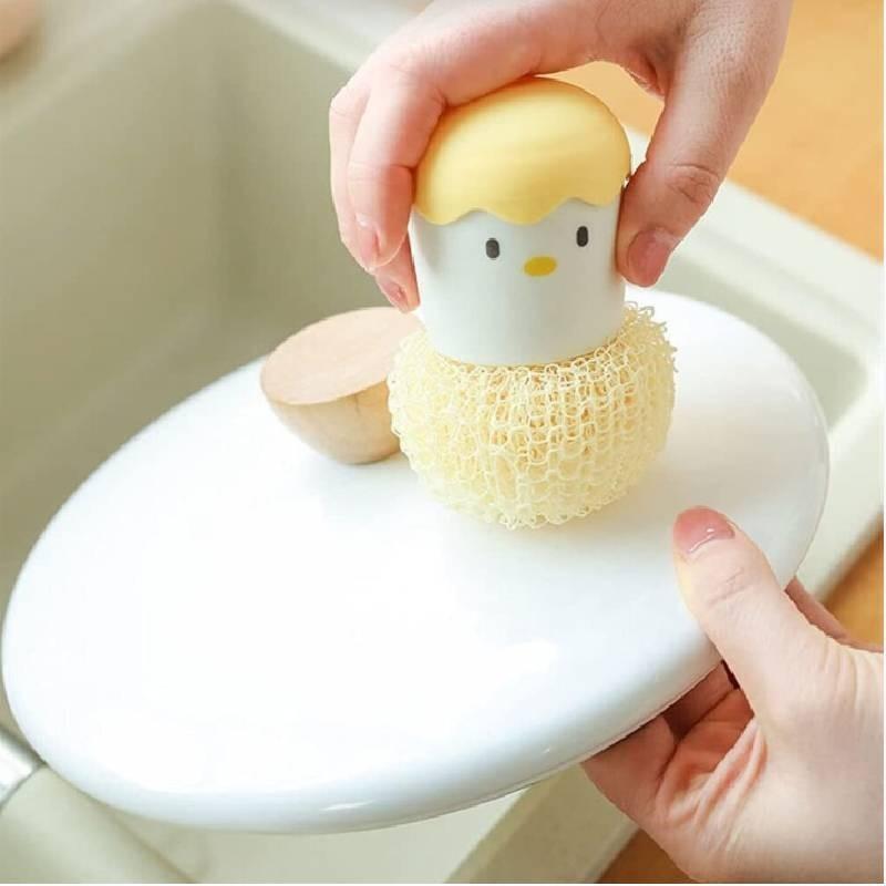 High-quality Nano Cleaning Brush With Handle For Pots And Dishes Cute And Detachable Eggshell Design