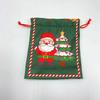 Christmas Eve Drawstring Gift Bag with Cartoon Snowman, Bear, and Santa Patterns