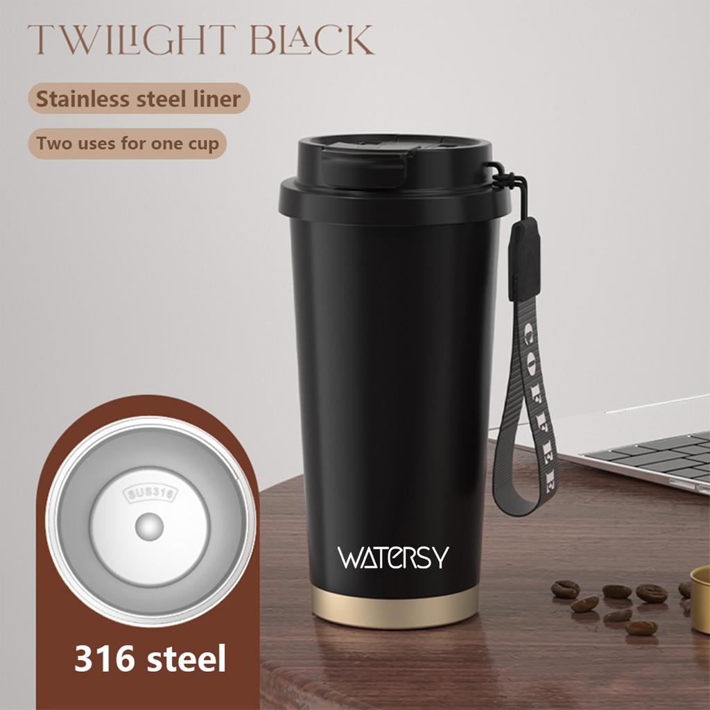 530ml 316 Stainless Steel Thermos Coffee Cup Ceramic Liner Vacuum Insulated Cup with Straw Cold and Hot Tumbler Travel Car Mug