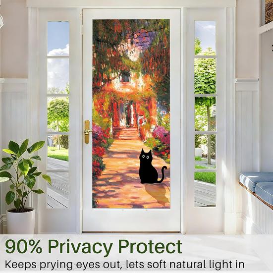 Rainbow Window Film Decorative Static Window Clings Sun Blocking Colorful Decals Removable Privacy Cover for Home Office Bathroom