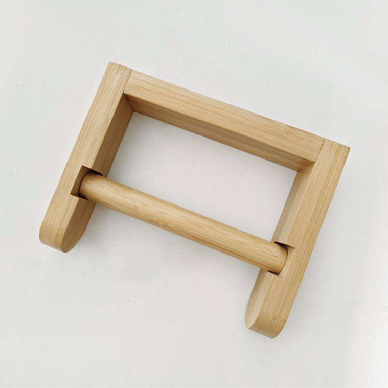 Wooden Toilet Paper Roll Rack Non-drilled Natural Bamboo Toilet Paper Roll Holder Ecological Toilet Paper Dispenser