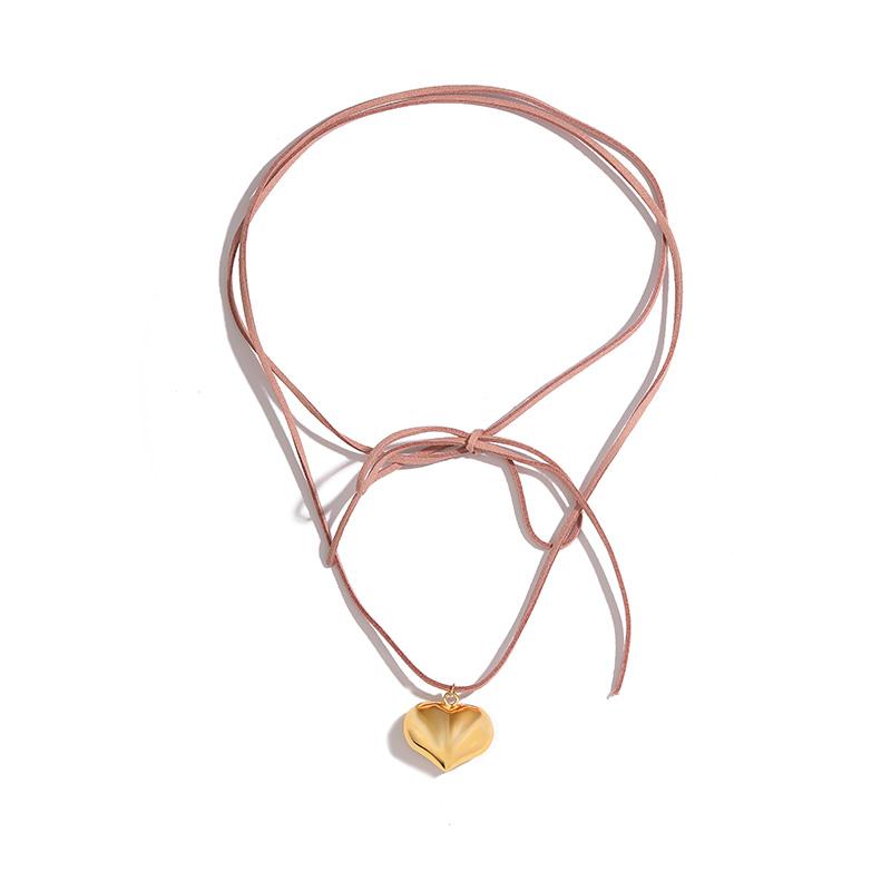 

HECHENG, Elegant Goth Love Heart Pendant Necklace for Women Collares Wed Bridal Knotted Bowknot Adjustable Chain Y2K Zircon New розовый