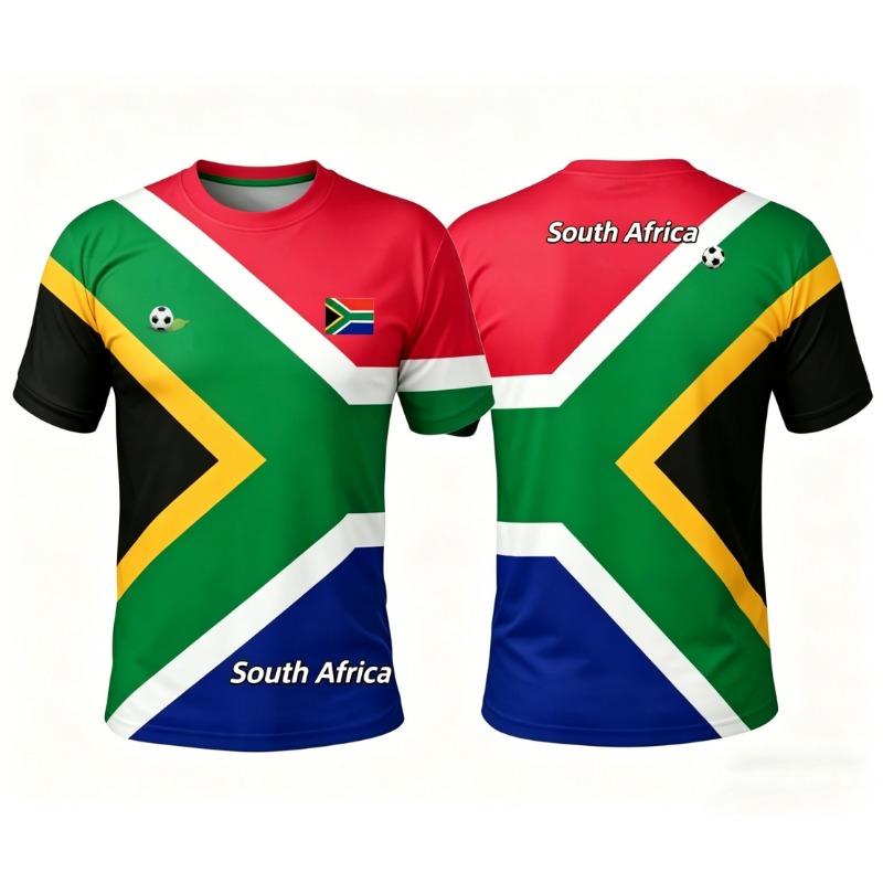 South Africa Football T Shirts Summer Fashion Short Sleeve South Africa Flag 3D Printed T-shirts Casual O Neck Loose Mens Tees