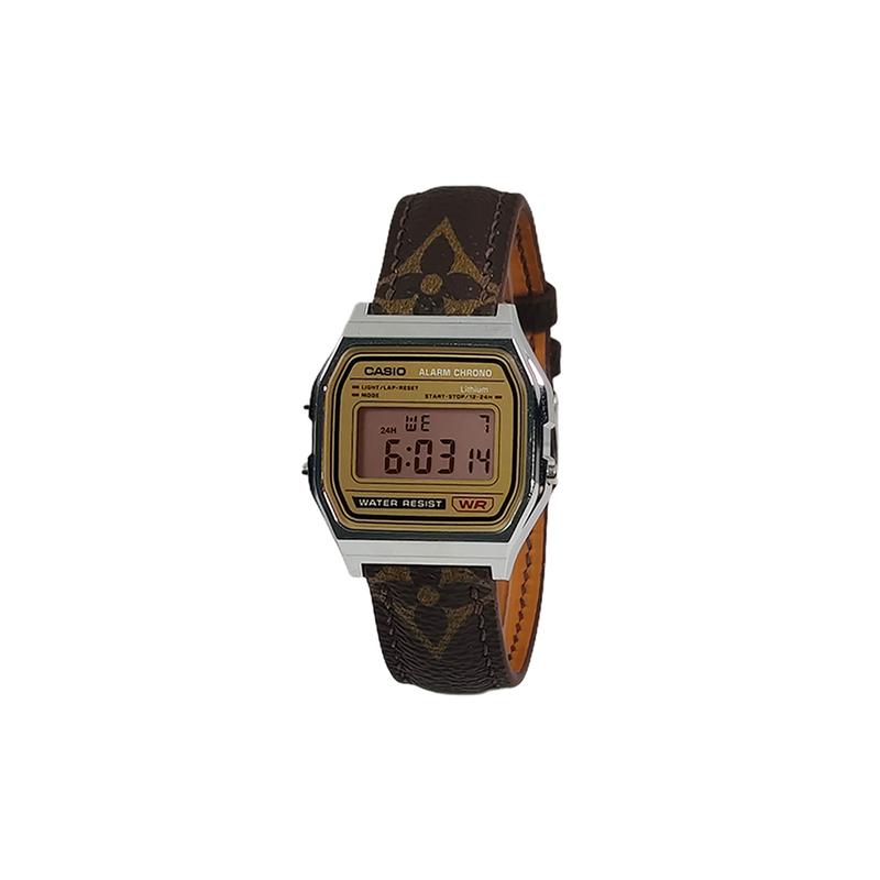 CASIO Customized watch modified series various colored mirrors silver resin case retro small square watch A158WEA-9 modif A158WEA-9