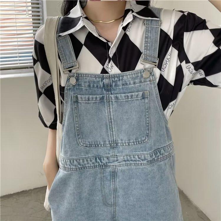 Blaue Jeans-Shorts für den Sommer, lockere Shorts mit weitem Bein, koreanische Jumpsuit-Shorts für Frauen