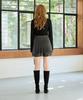 Alikim Classy Herringbone Wool Skirt Pants / Charcoal