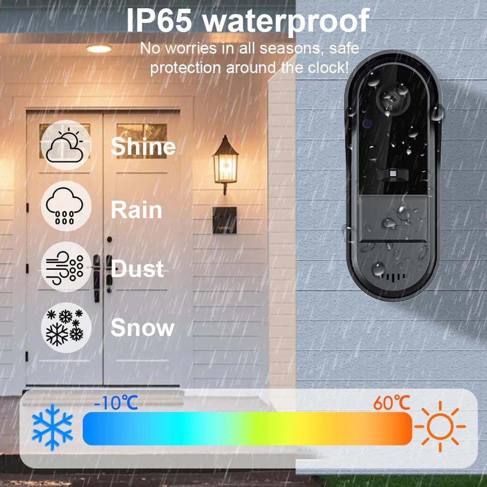 2.4G WiFi Video Doorbell 1080P Smart Outdoor Intercom Waterproof Wireless Camera Ringing Bell 2-Way Audio HD Doorbell Camera