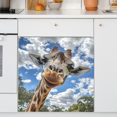 Blue Sky White Cloud Giraffe Dishwasher Oven Decoration Beautifying Stickers Self Adhesive