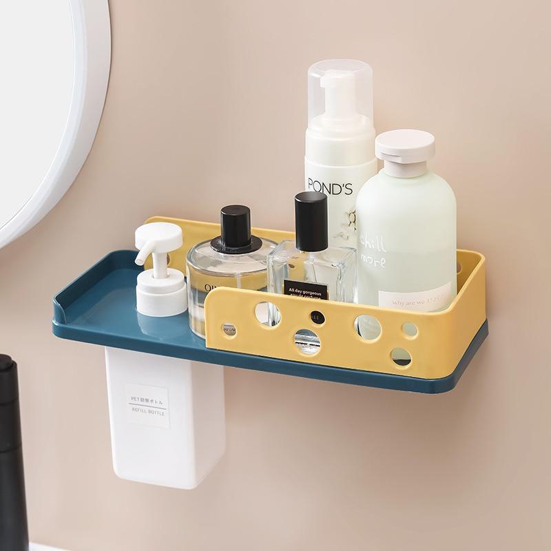 Bathroom Toiletries Storage Racks Punch-Free Wall Mounted Sundries Organization Plastic Shelf Home Toilet Fragrance Holders