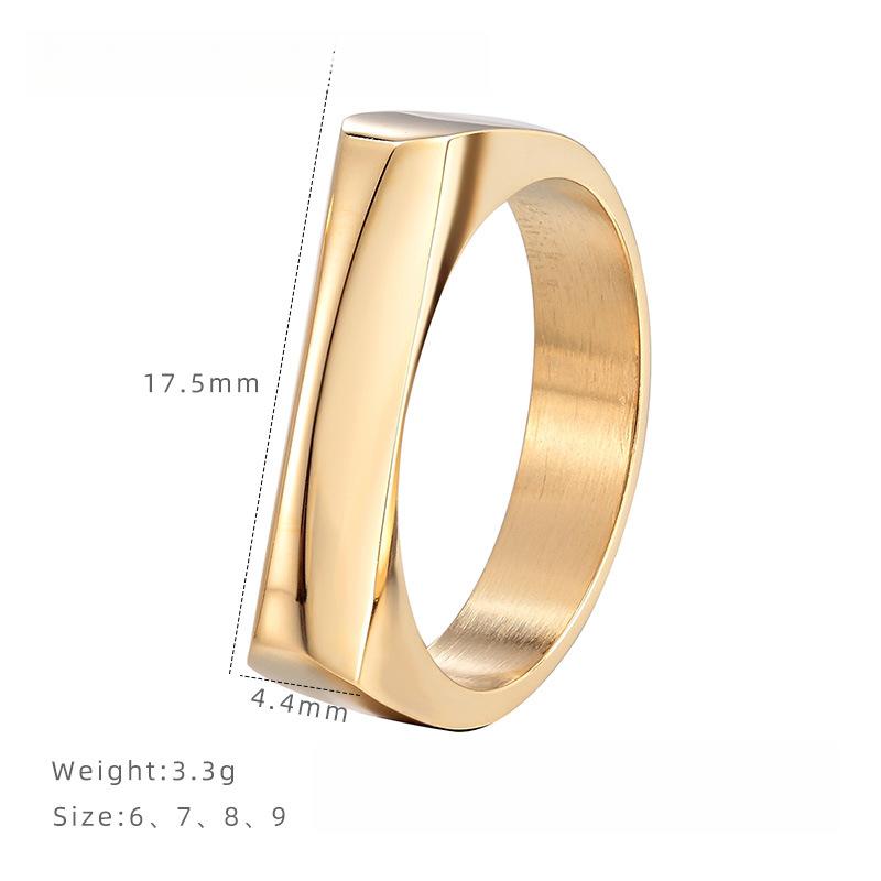 Color Plain Ring Ring Female Niche Design High-end Square Index Finger Ring Titanium Steel Hand Jewelry