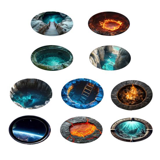 Round 3D Hole Rug Realistic Optical Illusion Floor Mat Machine Washable Non-Slip Bedroom Area Rug for Entrance Living Room