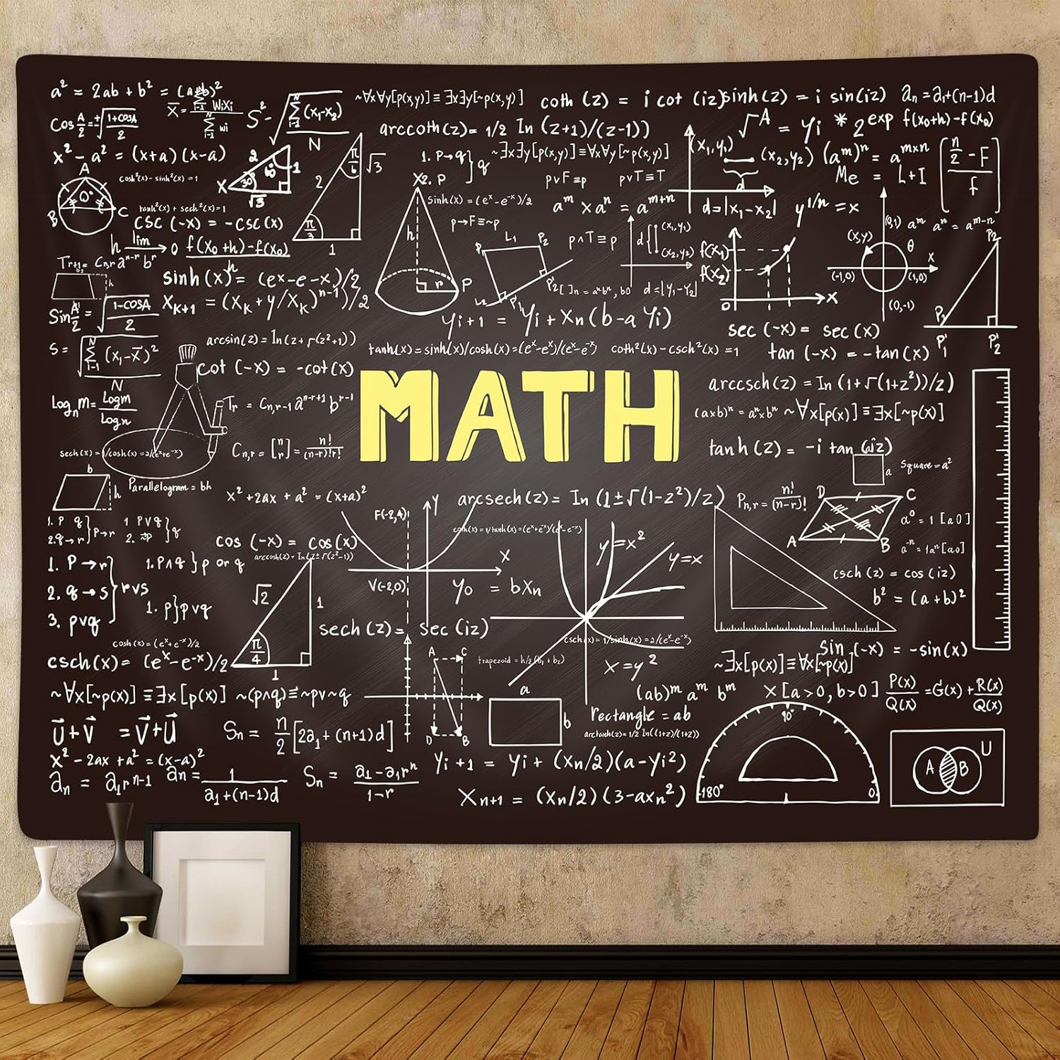 

Math Tapestry Wall Art for Math Room 75x100 чорний