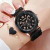 2pcs/set Geneva Watch Fashion Silicone Band Women Quartz Watches Heart Jewelry Set(Without Box)