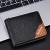 Leather Anti-theft Cash Bag Zipper Card Bag Pocket Purse Casual Men's Short Wallet  Business