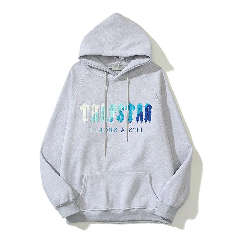 Trapstar Zils Balts Izšūts Hūdijs Vīriešiem