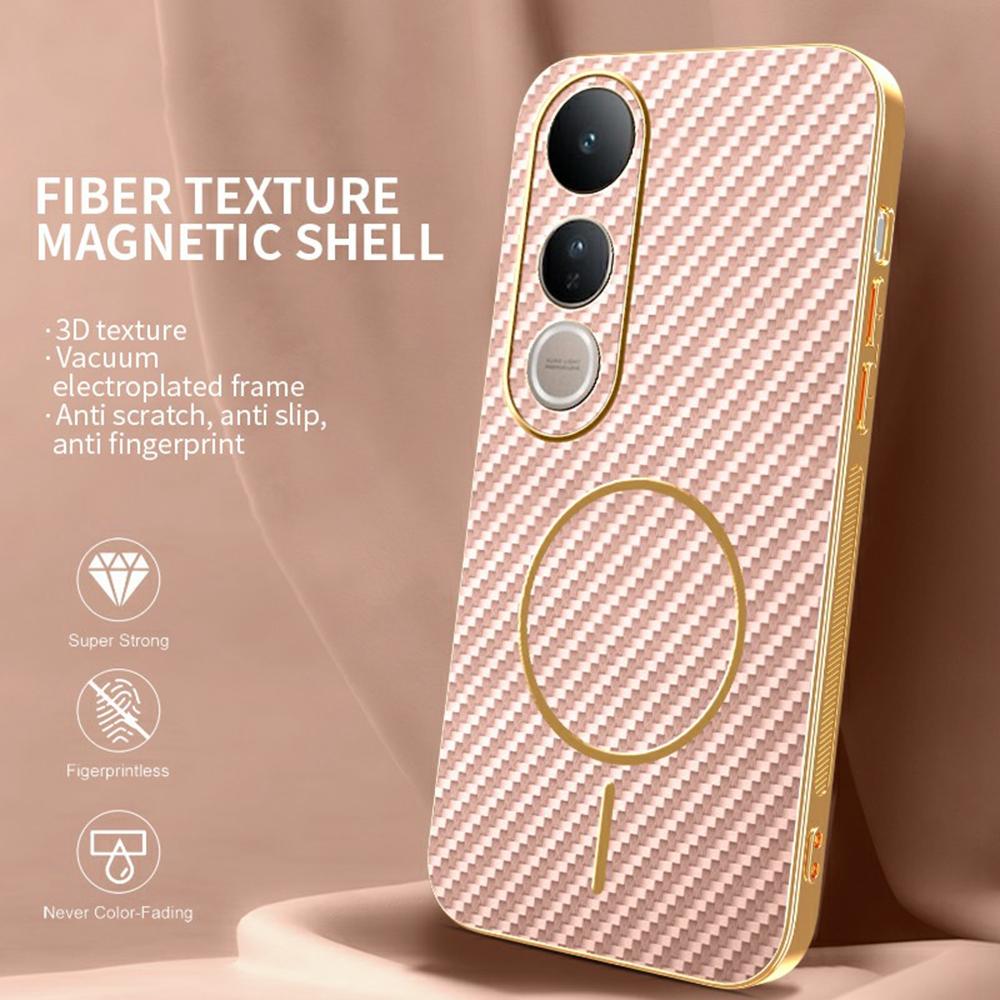 For vivo V50 Lite 4G/5G Phone Case Carbon Fiber Textured Electroplated TPU Back Cover