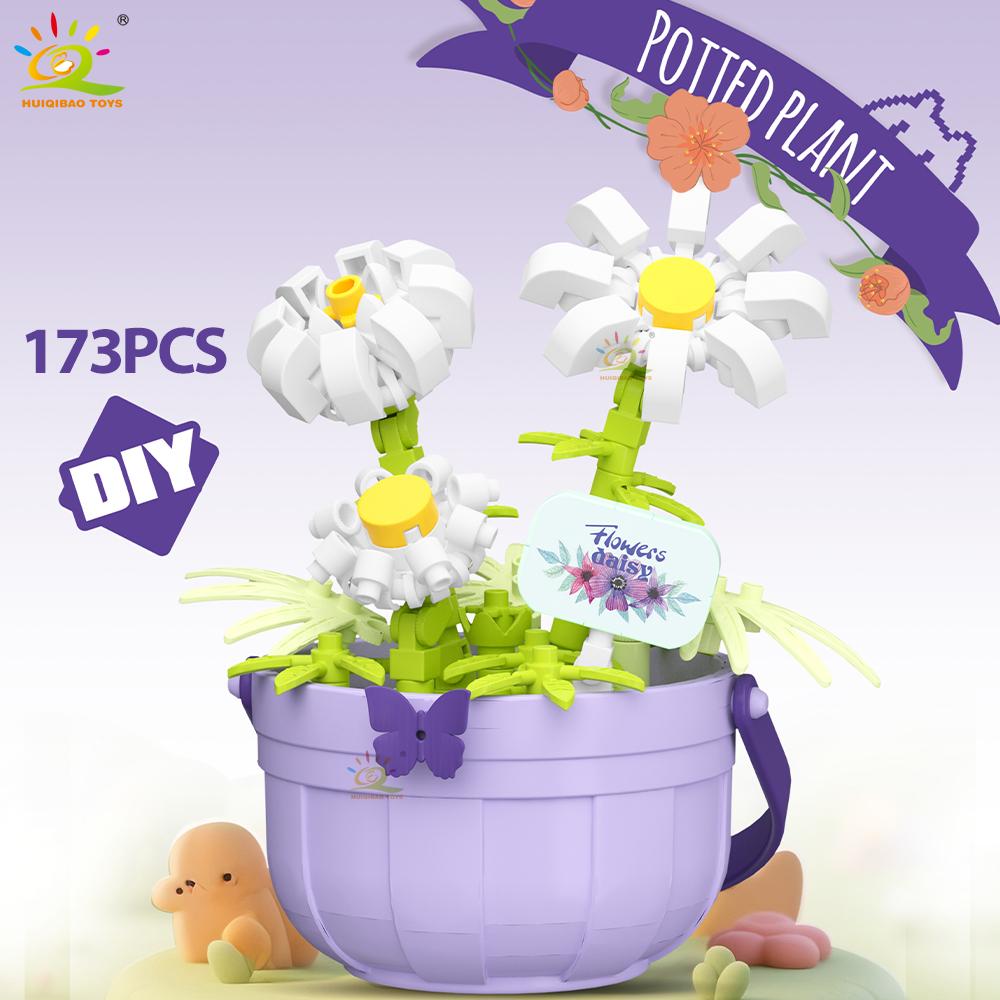 Non-Toxic Moc Flower Micro Building Block Diy Rose Sunflower Pot Bouquet Mini Diamond Model Brick Toy For Children Desk Decor.