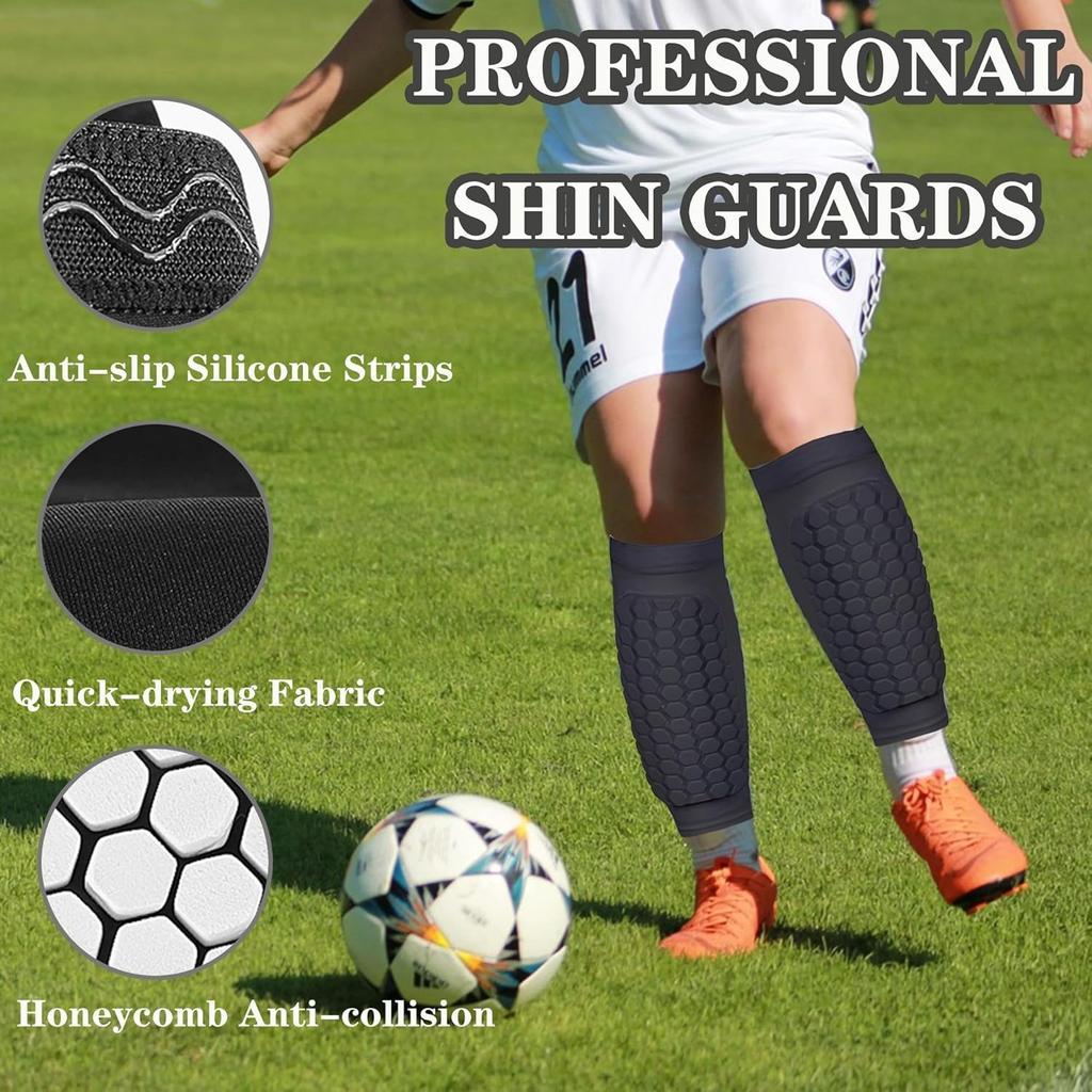1Pcs Soccer Shin Guards Pads for Youth Adult, Shin Defender Shin Guards Kids, Calf Compression Sleeve with Honeycomb Pads