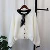 Autumn and winter new temperament sweater jacket design sense silk scarf celebrity loose knitted cardigan women