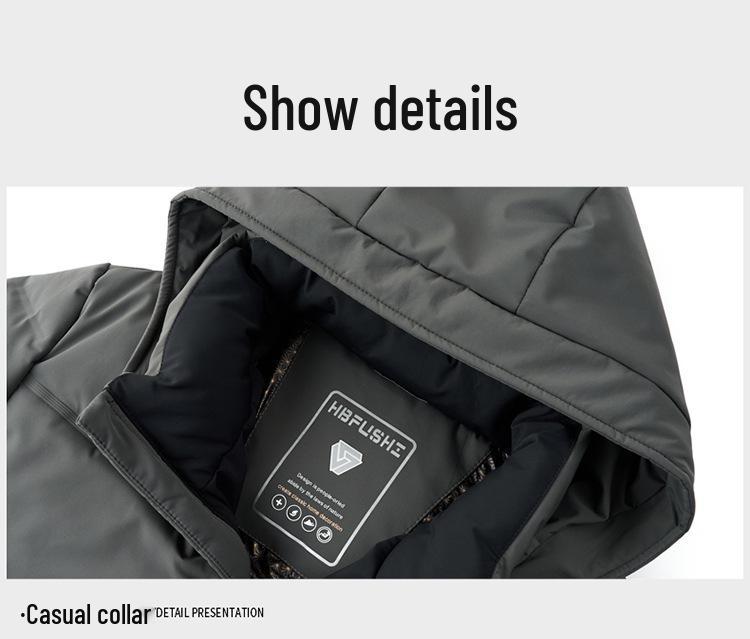 Men's Mid-Length Winter Down Jacket with Detachable Hood - Thick, Warm White Duck Down for Casual Wear