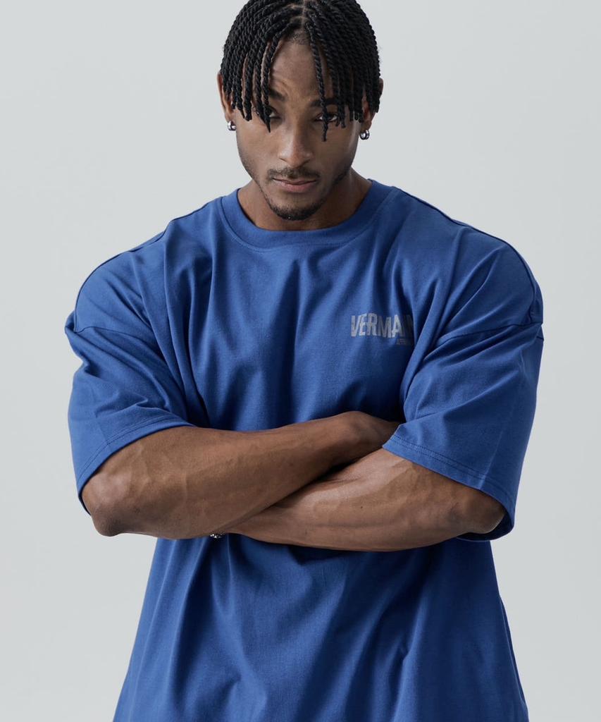 Beleumaneopaeleol Crack Logo Oversized Short Sleeve T-Shirt Cobalt Blue