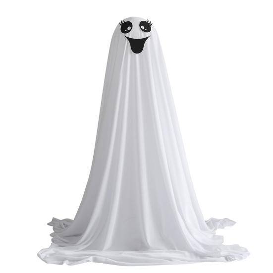 Halloween Ghost Decoration Outdoor DIY Large Lighted Cloth Ghosts with String Lights Spooky Standing White Ghost for Garden Patio Front Porch