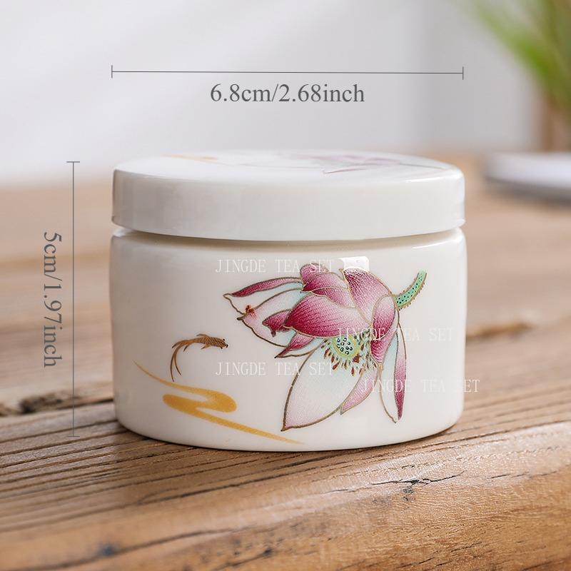 Ceramic tea sealed jar Household moisture-proof storage tank Tea set accessories Cosmetics packaging jar Mask Powder Jar