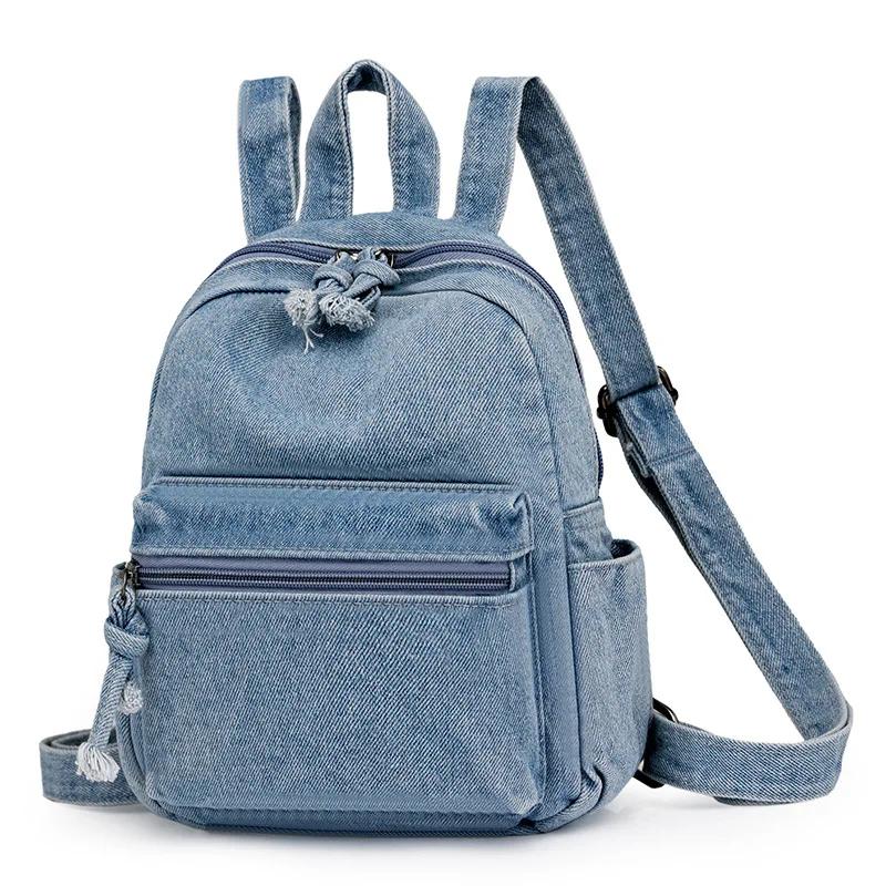 Denim Cowboy Backpack Large Capacity Air Cushion Belt External Frame Soft Handle Comfort Unisex College Travel Backpack