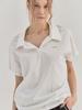 SORRY, TOO MUCH LOVE Relaxed Fit Open Placket Polo Top_White
