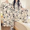 Pajamas women's summer round neck short-sleeved nightgown summer loose cropped pants loungewear set