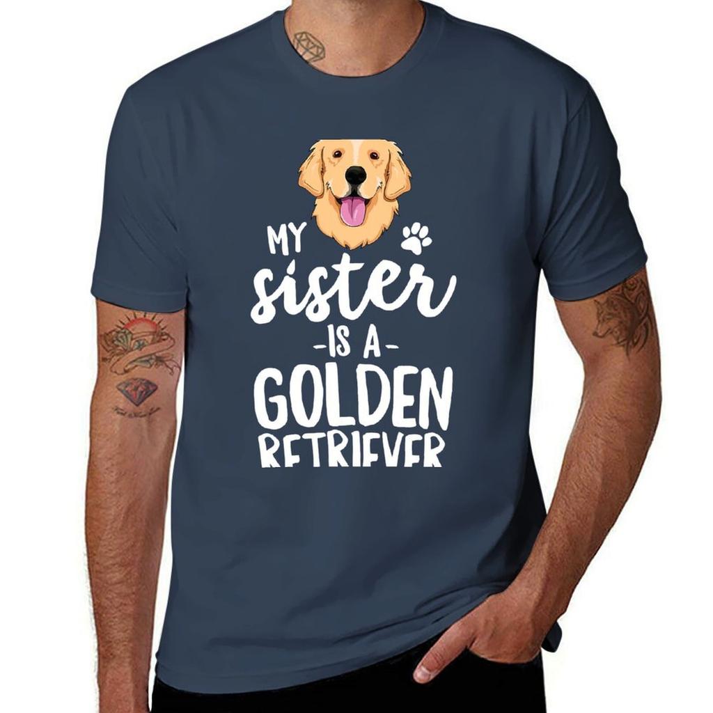 My Sister Is A Golden Retriever Dog Adopt Puppy Family Pet TShirt PerforUnisexce Workout Short Sleeve Tee