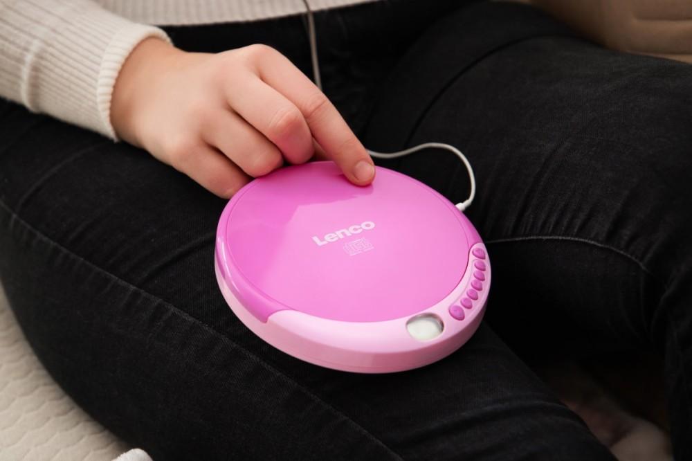LENCO CD-011PK - Lettore CD Portatile, Discman - Rosa, Lenco
