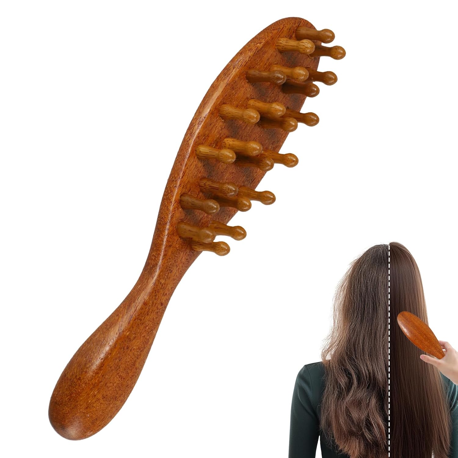 

Cushion Massage Combs Double-Sided Sandalwood Cushion Comb Wooden Hair Brush for Hair Styling Anti-Static Scalp Stimulating