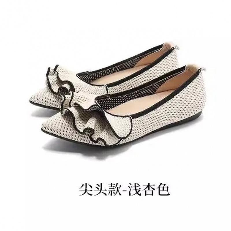 [Naked single shoes] Egg roll lotus leaf edge pointed casual flat bottom new French soft sole comfortable fly woven women's shoes