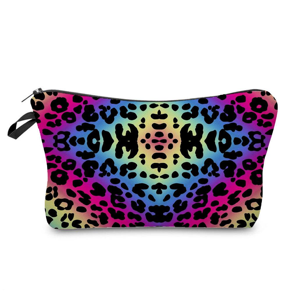 Women Leopard  Print Cosmetic Bag Toiletries Organize Travel Storage Case  6398