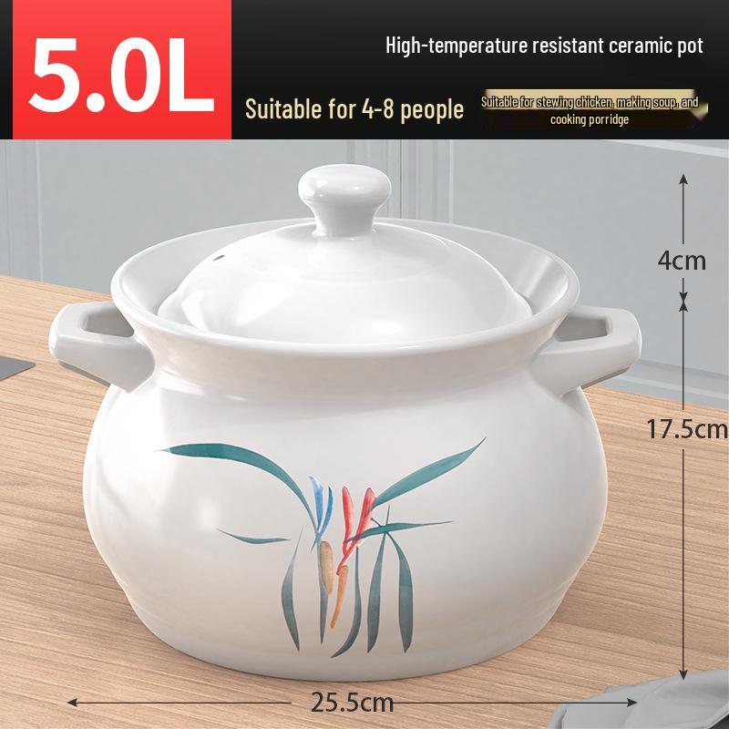 Ceramic Casserole Stew Pot for Gas Stove - Small, Dry-Burning Clay Soup Pot