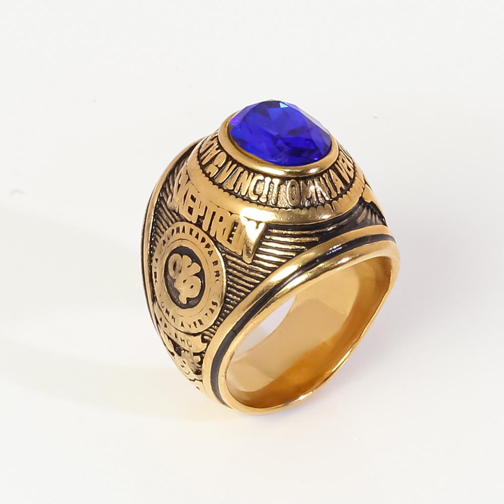 Filipíny Zlato Rubín Pánský Armádní Prsten z Nerezové Titanové Oceli