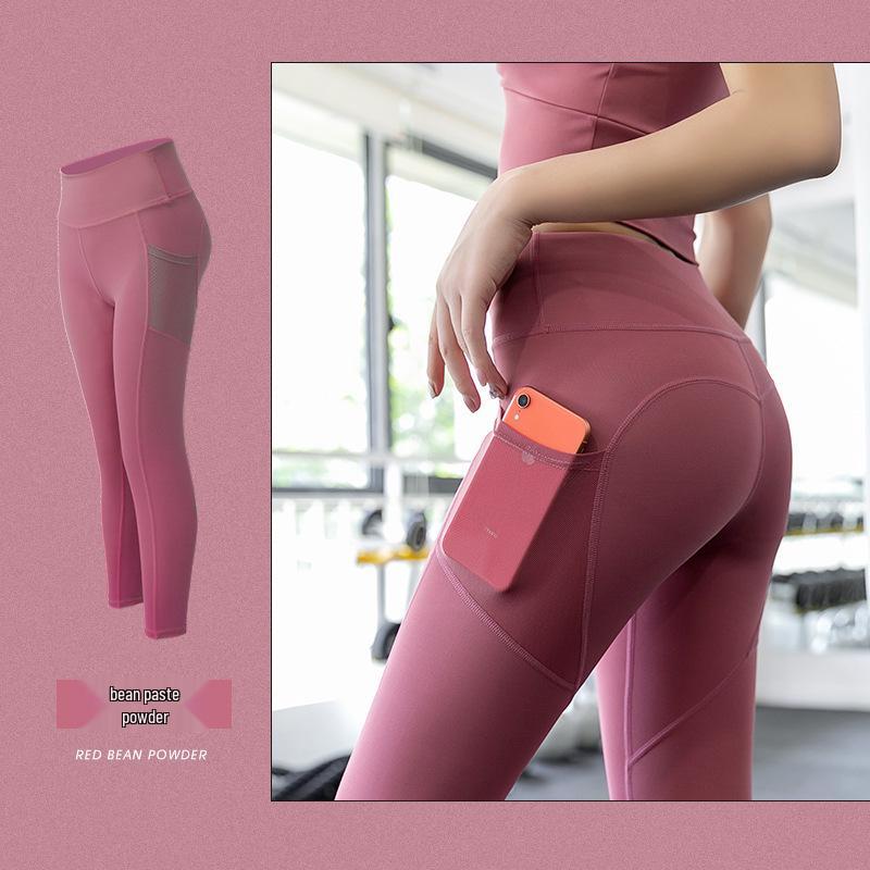 Peach Butt Seamless High Waist Yoga Leggings with Mesh Pockets