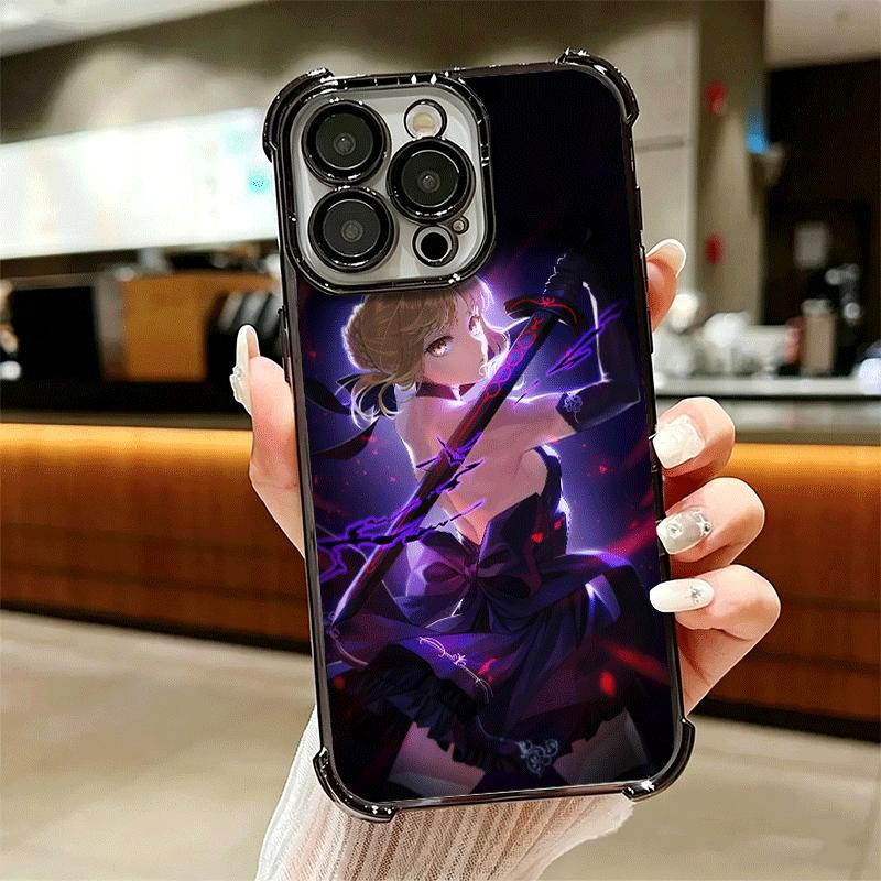 Fate Zero Stay Night Saber Plating Phone Case For Iphone 16 17 Pro Max Air 16E 14 15 Plus 12 13 Mini Anti-Fall Airabag Cover