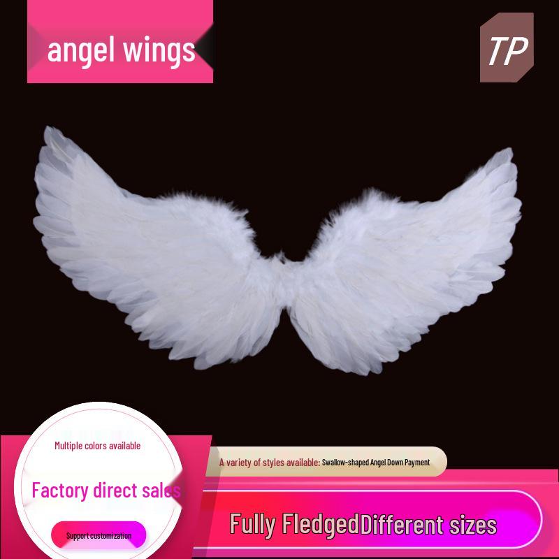 Peng Ge Angel & Swallow Wings: White Feather Wings for Children & Adults - Ideal for Bride, Flower Girl, or Costume Performances.