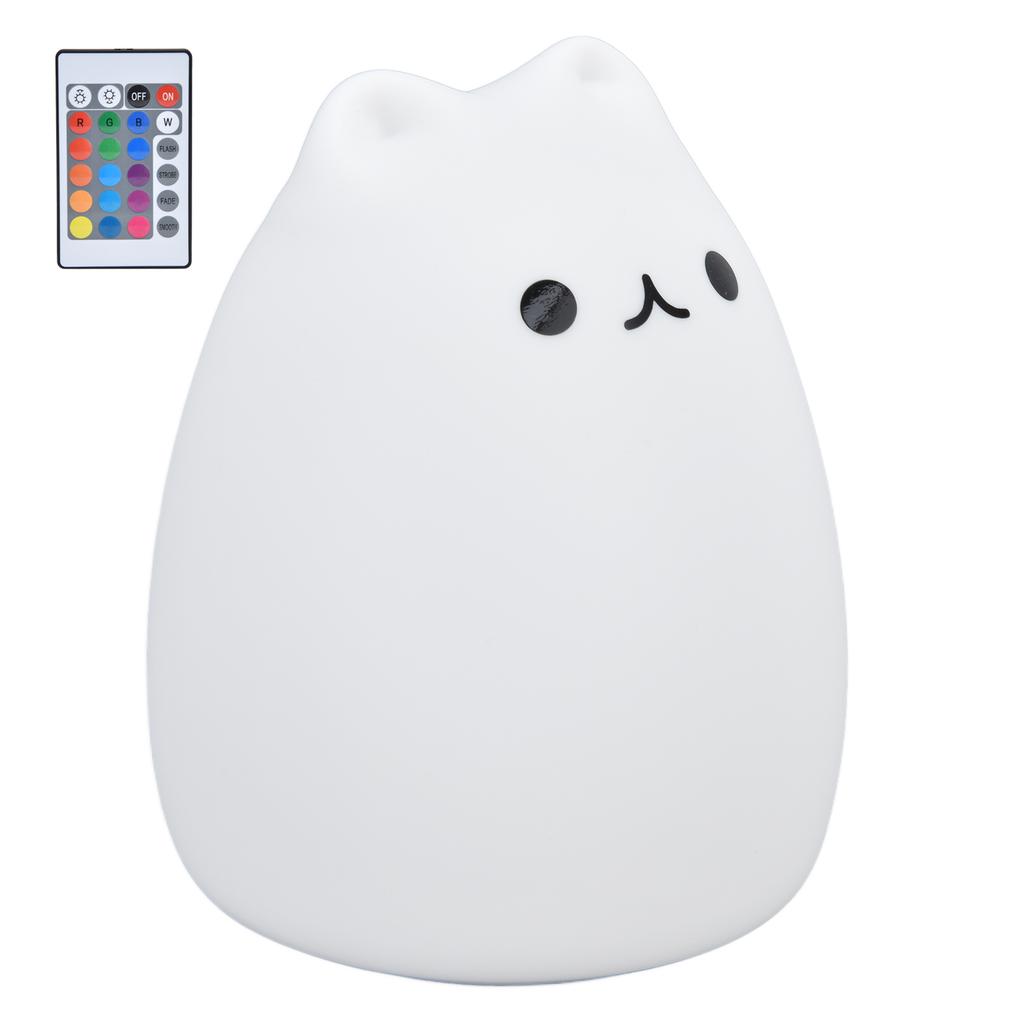 Silicone LED Night Light Remote Control USB Charging Colorful Cat Light for BedroomPopular Cat