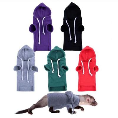 1Pc Fluffy Pet Hoodie with Thick Fleece Pet Hoodie Elastic Cozy Ferret Hoodie Stylish Drawstring Sweatshirt Small Pet Clothes
