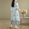 DIMANAF 2025 Summer Women Plus Size Dress Loose Floral Dress Chiffon Elegant Basic Vintage Casual Maxi Dress