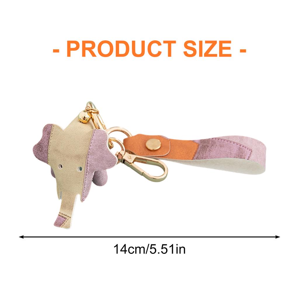 Cute Elephant Keychain Soft PU Leather Key Accessory for Bags Keys Gift Fashionable Animal Design Decorative Charm