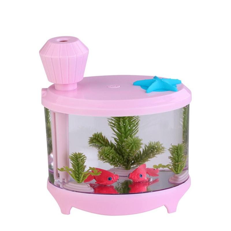 Creative Fish Tank Air Humidifier Colorful Night Light DC5V USB 460 ML Capacity Water Diffuser Extinguishing Ultrasonic Air Humidifier | Fog Maker | A